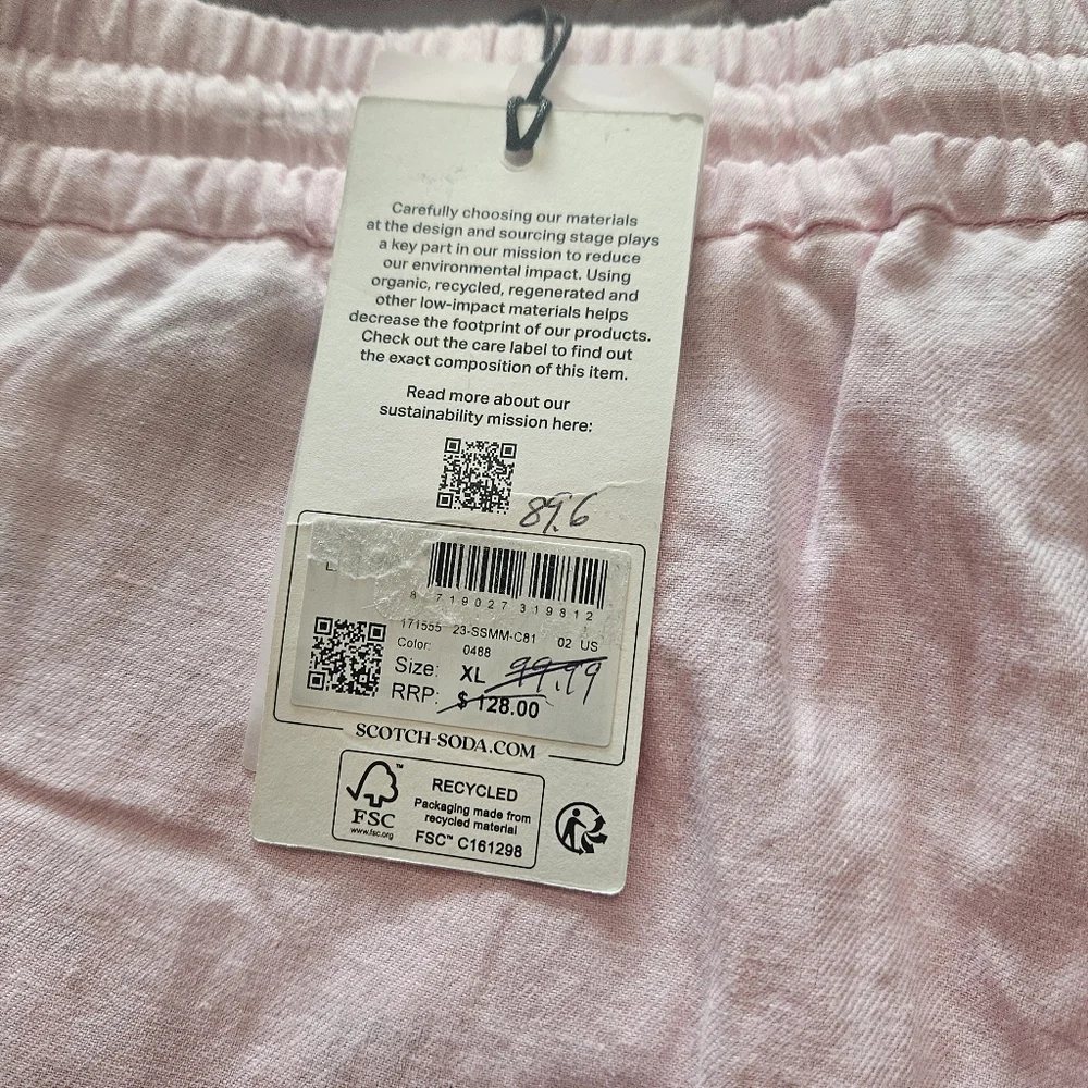 Scotch & Soda , NWT, Fave Regular Fit,Organic Cotton Pink Shorts,XL